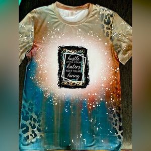 ⭐️ hustle til your haters ask if you’re hiring shirt ⭐️ medium leopard bleached
